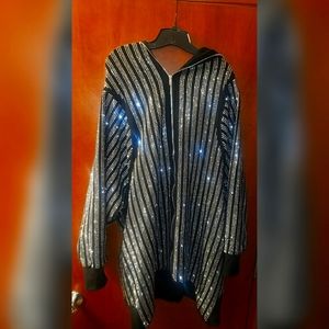 AKIRA oversize bedazzled zip up jacket